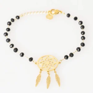 Bransoletka damska złota Piórko stal chirurgiczna łańcuszek stali pozłacana