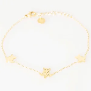 Bransoletka damska złota Żółw stal chirurgiczna ze stali na nadgarstek