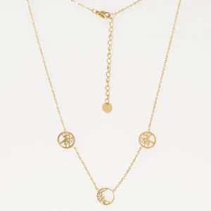 Naszyjnik złoty damski stal chirurgiczna stali Drzewo łańcuszek zawieszka