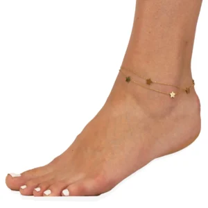 Bransoletka na Nogę złota Gwiazda stal chirurgiczna stali - pudełko gratis