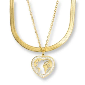 Naszyjnik damski złoty ze stali szlachetnej Żmijka łańcuszek podwójny