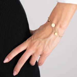 Bransoletka damska złota Kółko ze stali stal szlachetna z cyrkoniami