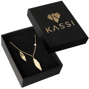 Bransoletka damska złota ze stali chirurgicznej na rękę listek liść