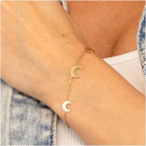 Bransoletka na rękę damska złota Księżyc stal chirurgiczna stali + pudełko