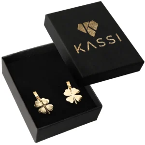 Kolczyki złote Sztyft zatrzaskowy stal chirurgiczna koniczyna pozłacane 585