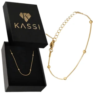 Bransoletka na rękę damska ze stal chirurgiczna Złota 585 kulki