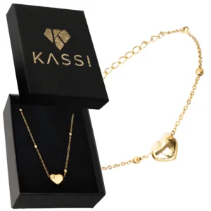 bransoletka złota damska złoto 585 ze stali chirurgicznej serce kuleczki