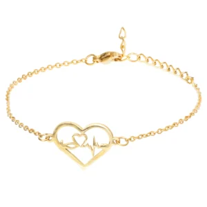 bransoletka złota damska ze stali chirurgicznej serce pozłacana serduszko