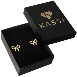 Kolczyki sztyft złote Kokardka stal chirurgiczna stali pozłacane delikatne