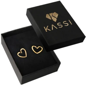 Kolczyki złote Sztyft serce stal chirurgiczna pozłacane złoto 585 sercem