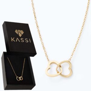 Łańcuszek naszyjnik damski złoty połączone serca stal szlachetna 585