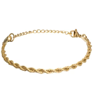 Pozłacana Bransoletka Damska ze Stali Szlachetnej Splot Linowy Elegancka Prezent Urodzinowy