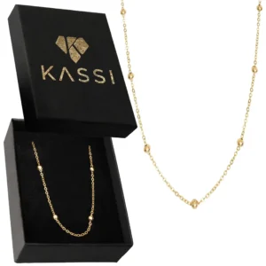 Pozłacany Naszyjnik Damski ze Stali Szlachetnej z Kulkami Minimalistyczny