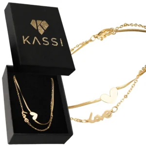 Bransoletka Nogę na kostkę złota LOVE serce ze stali szlachetnej 585