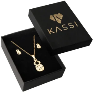 Elegancki komplet biżuterii z motywem ananasa - naszyjnik i kolczyki