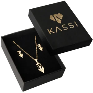 Komplet biżuterii z motywem tulipana – naszyjnik i kolczyki pozłacane