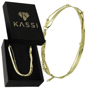 Bransoletka Damska na kostkę złota z kulkami ze stali 585 Elegancka