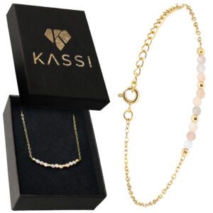 delikatna bransoletka z pomarańczowym kamieniem księżycowym – pozłacana stal chirurgiczna