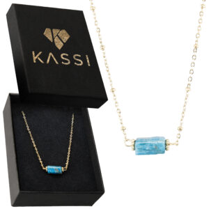 Naszyjnik pozłacany ze stali chirurgicznej z Naturalnym Apatytem ochronny