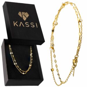 Podwójna bransoletka z cyrkoniami pozłacana 18K złota KASSI