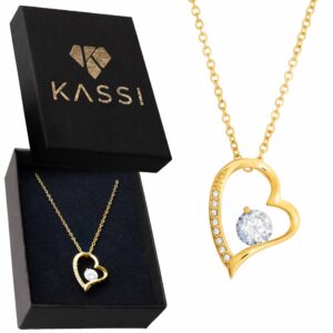 Złoty Naszyjnik serce z cyrkonią