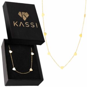 Naszyjnik z serduszkami pozłacany 18K stal chirurgiczna celebrytka złoty