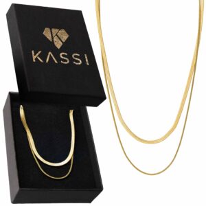 Podwójny naszyjnik żmijka snake płaska + okrągła pozłacany 18K złoty