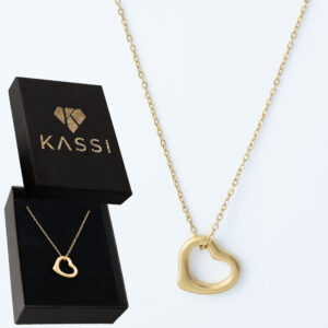 Pozłacany naszyjnik stal chirurgiczna łańcuszek serce pofalowane złote