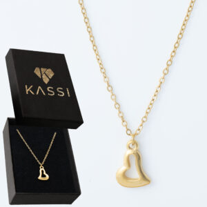 Pozłacany naszyjnik stal chirurgiczna łańcuszek serce ażurowe złote