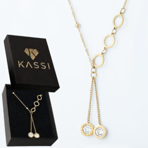 Pozłacany naszyjnik stal chirurgiczna łańcuszek kółka rzymskie cyrkonie złoty