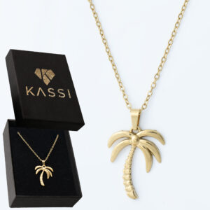 Pozłacany naszyjnik stal chirurgiczna łańcuszek palma wakacje złota