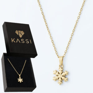 Pozłacany naszyjnik stal chirurgiczna łańcuszek płatek śniegu złoty