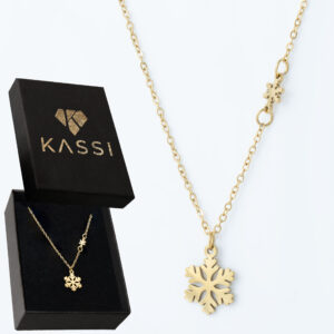 Pozłacany naszyjnik stal chirurgiczna łańcuszek płatek śniegu złoty