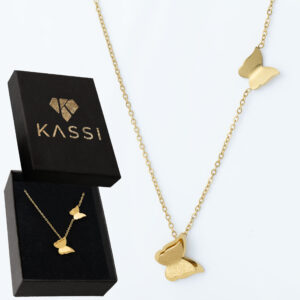 Pozłacany naszyjnik stal chirurgiczna łańcuszek ankier motylki złote