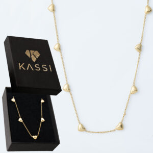 Pozłacany naszyjnik stal chirurgiczna łańcuszek serca rozsypane złote