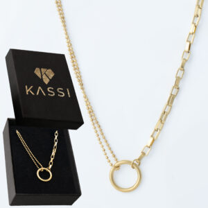 Pozłacany naszyjnik stal chirurgiczna podwójny łańcuszek kółko złote