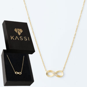 Pozłacany naszyjnik stal chirurgiczna łańcuszek nieskończoność cyrkonie złoty