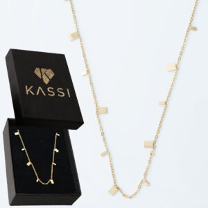 Pozłacany naszyjnik stal chirurgiczna łańcuszek rozsypane prostokąty złote