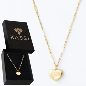 Pozłacany naszyjnik stal chirurgiczna łańcuszek serduszko Love złote