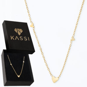 Pozłacany naszyjnik stal chirurgiczna łańcuszek serduszka rozsypane złote