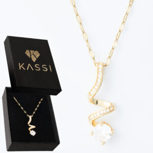 Pozłacany naszyjnik stal chirurgiczna łańcuszek spirala cyrkonie złoty