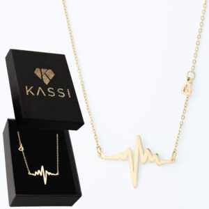 Pozłacany naszyjnik stal chirurgiczna łańcuszek linia życia EKG złoty