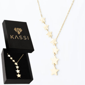 Pozłacany naszyjnik stal chirurgiczna łańcuszek gwiazdy spadające złote