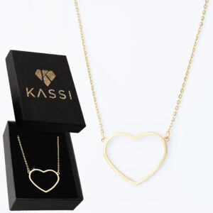 Pozłacany naszyjnik stal chirurgiczna łańcuszek ażurowe serce złote