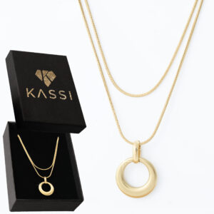 Pozłacany naszyjnik stal chirurgiczna podwójny łańcuszek koło okrąg złoty