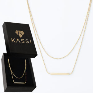 Pozłacany naszyjnik stal chirurgiczna podwójny łańcuszek kuleczki tabliczka złoty