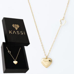Pozłacany naszyjnik stal chirurgiczna łańcuszek serce z małym serduszkiem złoty