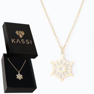 Pozłacany naszyjnik stal chirurgiczna łańcuszek ankier płatek śniegu złoty