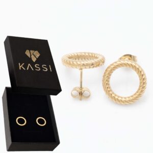 Kolczyki pozłacane stal chirurgiczna eleganckie grube plecione kółka