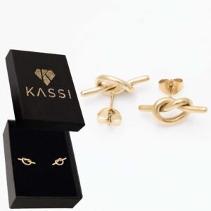 Kolczyki pozłacane ze stali szlachetnej eleganckie w kształcie supła węzła